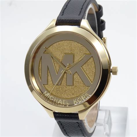 michael kors uhr damen schwarzes lederarmband|Designer.